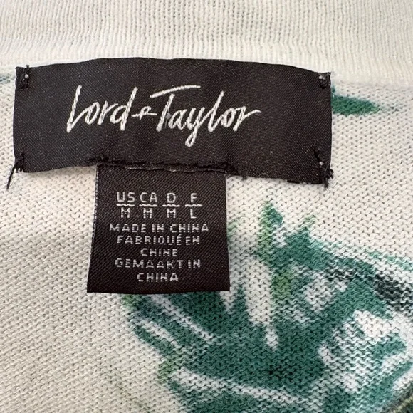 Lord & Taylor Green Leaf Print Sweater M 100% Cotton - Picture 3 of 4